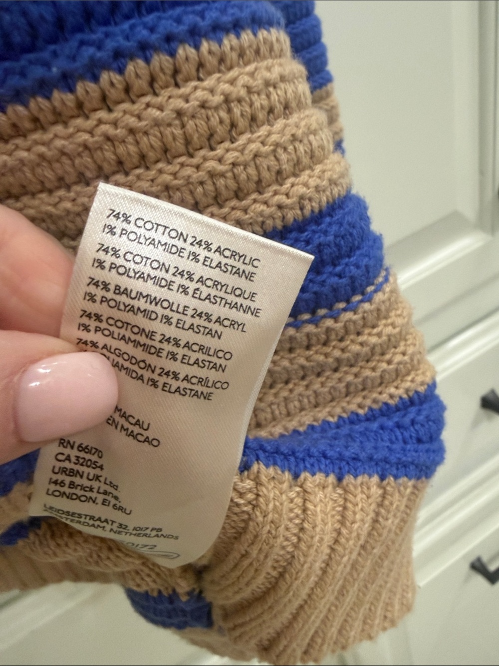 Free People Tan and Blue Striped Crewneck Sweater - Picture 3 of 4